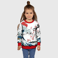 Свитшот детский Хокусай большая волна в Канагаве - пародия укиё, цвет: 3D-красный — фото 2