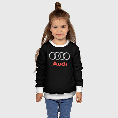 Детский свитшот Audi sport на чёрном / 3D-Белый – фото 4