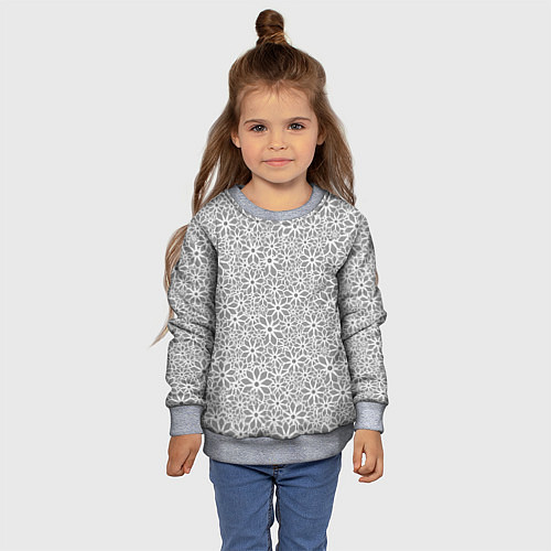 Детский свитшот Цветочный паттерн светло-серый / 3D-Меланж – фото 4
