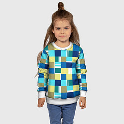 Свитшот детский Ретро квадраты, цвет: 3D-белый — фото 2