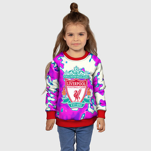 Детский свитшот Ливерпуль спорт клуб / 3D-Красный – фото 4