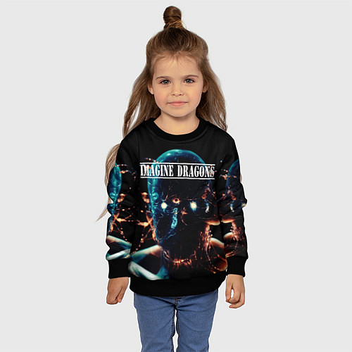 Детский свитшот Imagine Dragons рок группа / 3D-Черный – фото 4