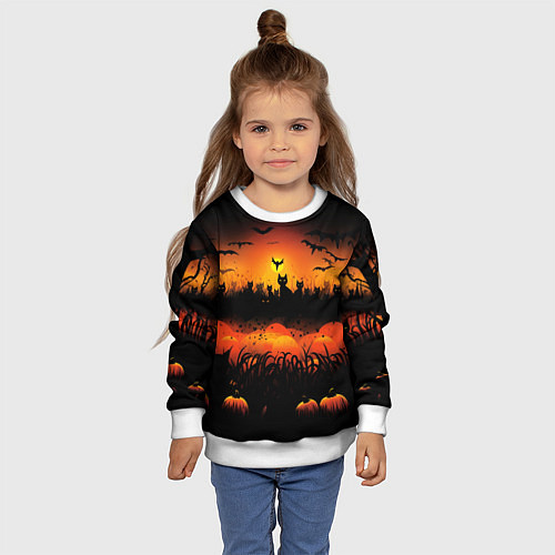Детский свитшот Кошки хэллоуина / 3D-Белый – фото 4