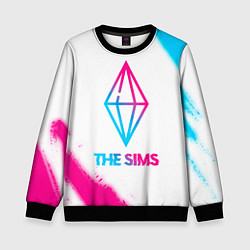 Свитшот детский The Sims neon gradient style, цвет: 3D-черный