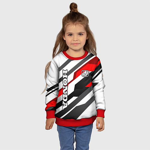 Детский свитшот Honda - red and white / 3D-Красный – фото 4