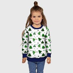 Свитшот детский Узор с зелеными елочками, цвет: 3D-синий — фото 2