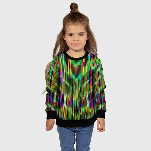Детский свитшот Абстрактный паттерн из полос / 3D-Черный – фото 4