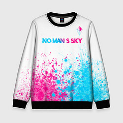 Свитшот детский No Mans Sky neon gradient style: символ сверху, цвет: 3D-черный