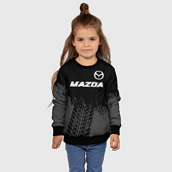 Свитшот детский Mazda speed на темном фоне со следами шин: символ, цвет: 3D-черный — фото 2