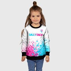 Свитшот детский Sally Face neon gradient style: символ сверху, цвет: 3D-черный — фото 2