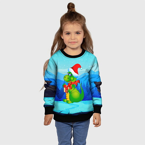 Детский свитшот Дракон с подарком новый год / 3D-Черный – фото 4