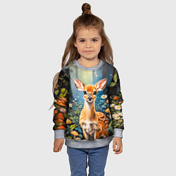 Свитшот детский Олененок в волшебном лесу, цвет: 3D-меланж — фото 2