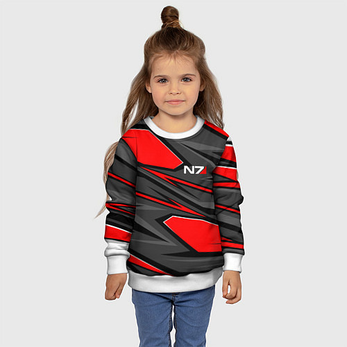 Детский свитшот Mass Effect - черно-белый / 3D-Белый – фото 4