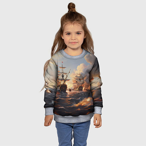 Детский свитшот Морское сражение / 3D-Меланж – фото 4