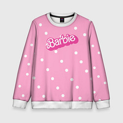 Свитшот детский Барби - белый горошек на розовом, цвет: 3D-белый