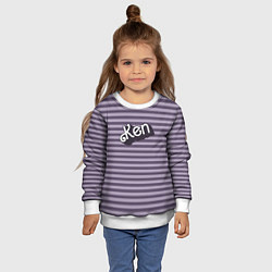 Свитшот детский Кен - темная полоска, цвет: 3D-белый — фото 2