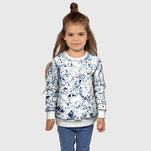Детский свитшот Паттерн ледяные вершины гор / 3D-Белый – фото 4