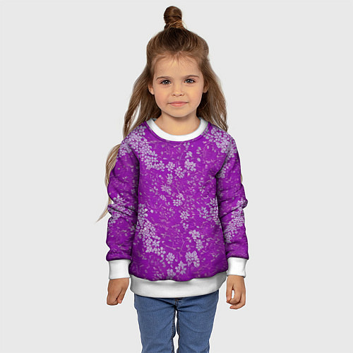 Детский свитшот Белые лепестки на розовом фоне / 3D-Белый – фото 4