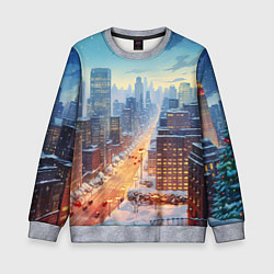 Свитшот детский Новогодний снежный город, цвет: 3D-меланж
