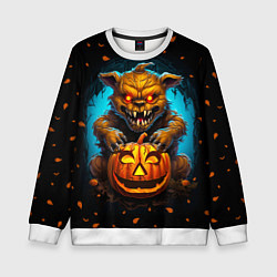 Детский свитшот Halloween - страшный медведь с тыквой