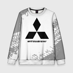 Детский свитшот Mitsubishi speed на светлом фоне со следами шин