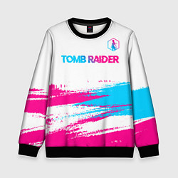 Детский свитшот Tomb Raider neon gradient style посередине