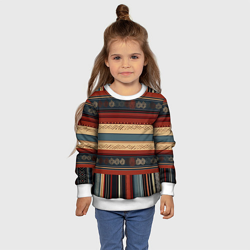 Детский свитшот Этнический принт в полоску / 3D-Белый – фото 4
