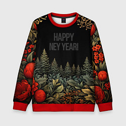 Свитшот детский Happy new year black style, цвет: 3D-красный