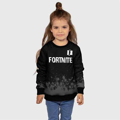 Детский свитшот Fortnite glitch на темном фоне посередине / 3D-Черный – фото 4