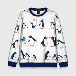 Свитшот детский Семейство пингвинов на прогулке, цвет: 3D-синий