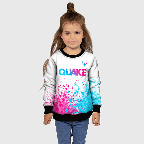 Детский свитшот Quake neon gradient style посередине / 3D-Черный – фото 4