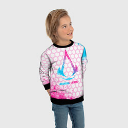 Свитшот детский Assassins Creed neon gradient style, цвет: 3D-черный — фото 2