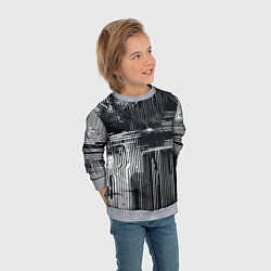 Свитшот детский Белые полосы на чёрном фоне киберпанк, цвет: 3D-меланж — фото 2