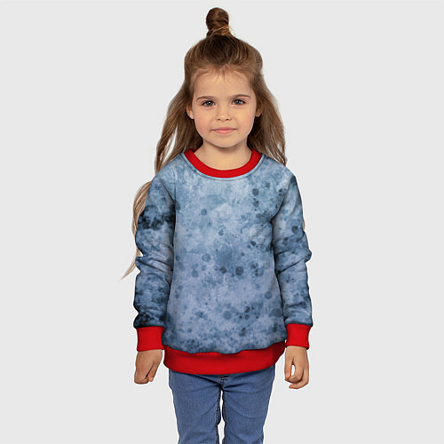 Детский свитшот Абстракция - сине-серая грусть / 3D-Красный – фото 4