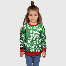 Свитшот детский Абстракция - круги на зелёном, цвет: 3D-красный — фото 2