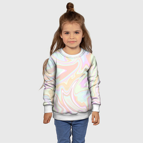 Детский свитшот Бледные разлитые краски абстракция / 3D-Белый – фото 4