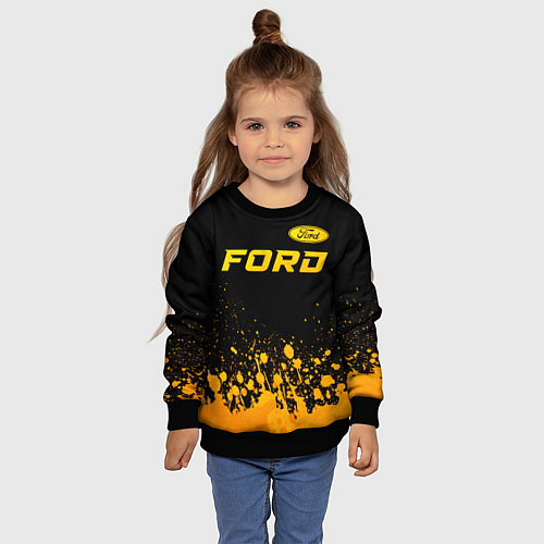 Детский свитшот Ford - gold gradient посередине / 3D-Черный – фото 4