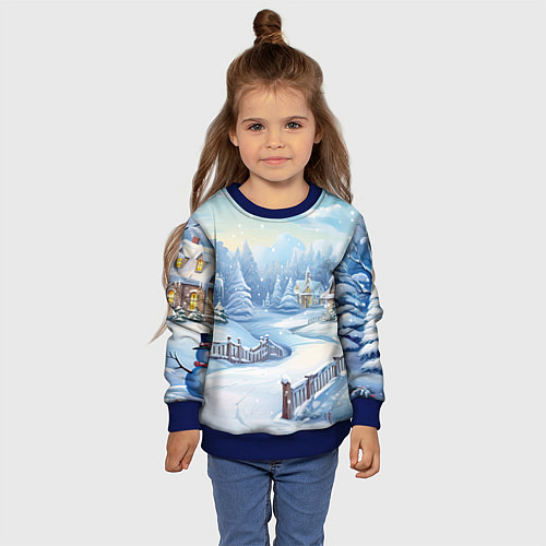 Детский свитшот Снежная тропинка / 3D-Синий – фото 4