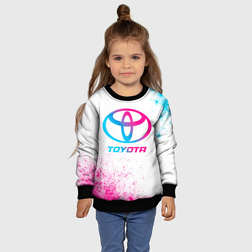 Детский свитшот Toyota neon gradient style / 3D-Черный – фото 4
