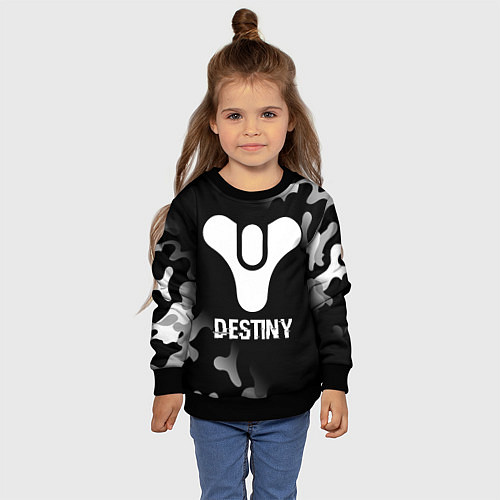 Детский свитшот Destiny glitch на темном фоне / 3D-Черный – фото 4