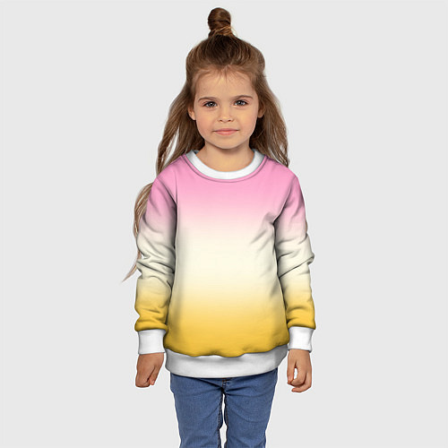 Детский свитшот Розовый бежевый желтый градиент / 3D-Белый – фото 4