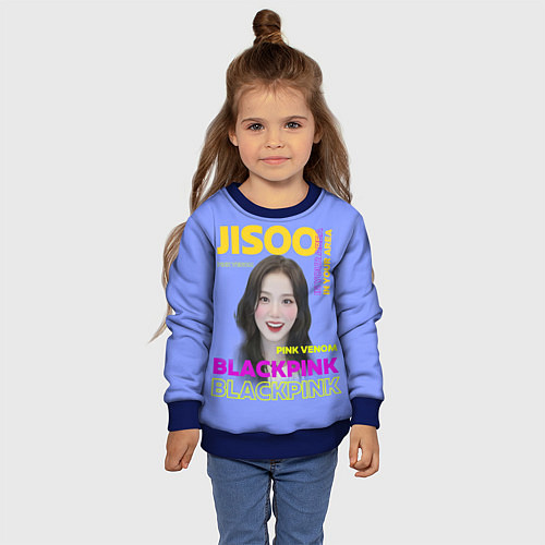 Детский свитшот Jisoo - певица из музыкальной группы Blackpink / 3D-Синий – фото 4