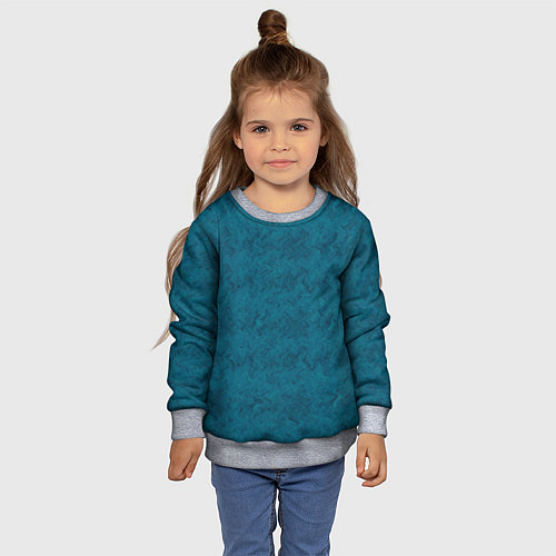 Детский свитшот Бирюзовая текстура имитация меха / 3D-Меланж – фото 4