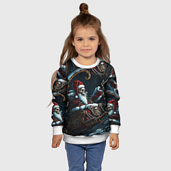 Свитшот детский Новогодний патерн со скелетом Санты, цвет: 3D-белый — фото 2