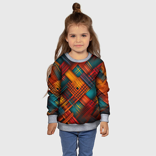 Детский свитшот Разноцветная клетка в шотландском стиле / 3D-Меланж – фото 4