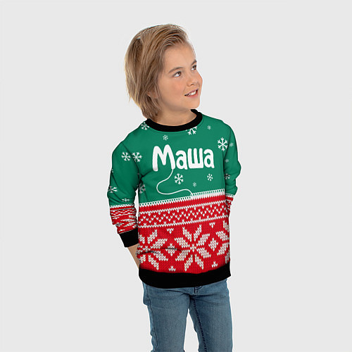 Детский свитшот Маша новогодний / 3D-Черный – фото 3