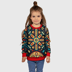Свитшот детский Симметричный орнамент в славянском стиле, цвет: 3D-красный — фото 2