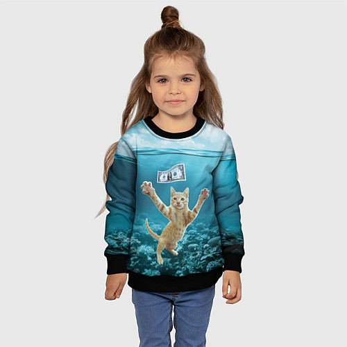 Детский свитшот Nirvana Cat / 3D-Черный – фото 4