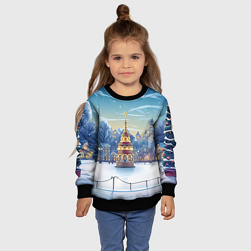 Детский свитшот Новогодняя погода / 3D-Черный – фото 4