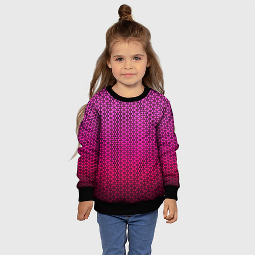 Детский свитшот Градиент розовый с рисунком / 3D-Черный – фото 4